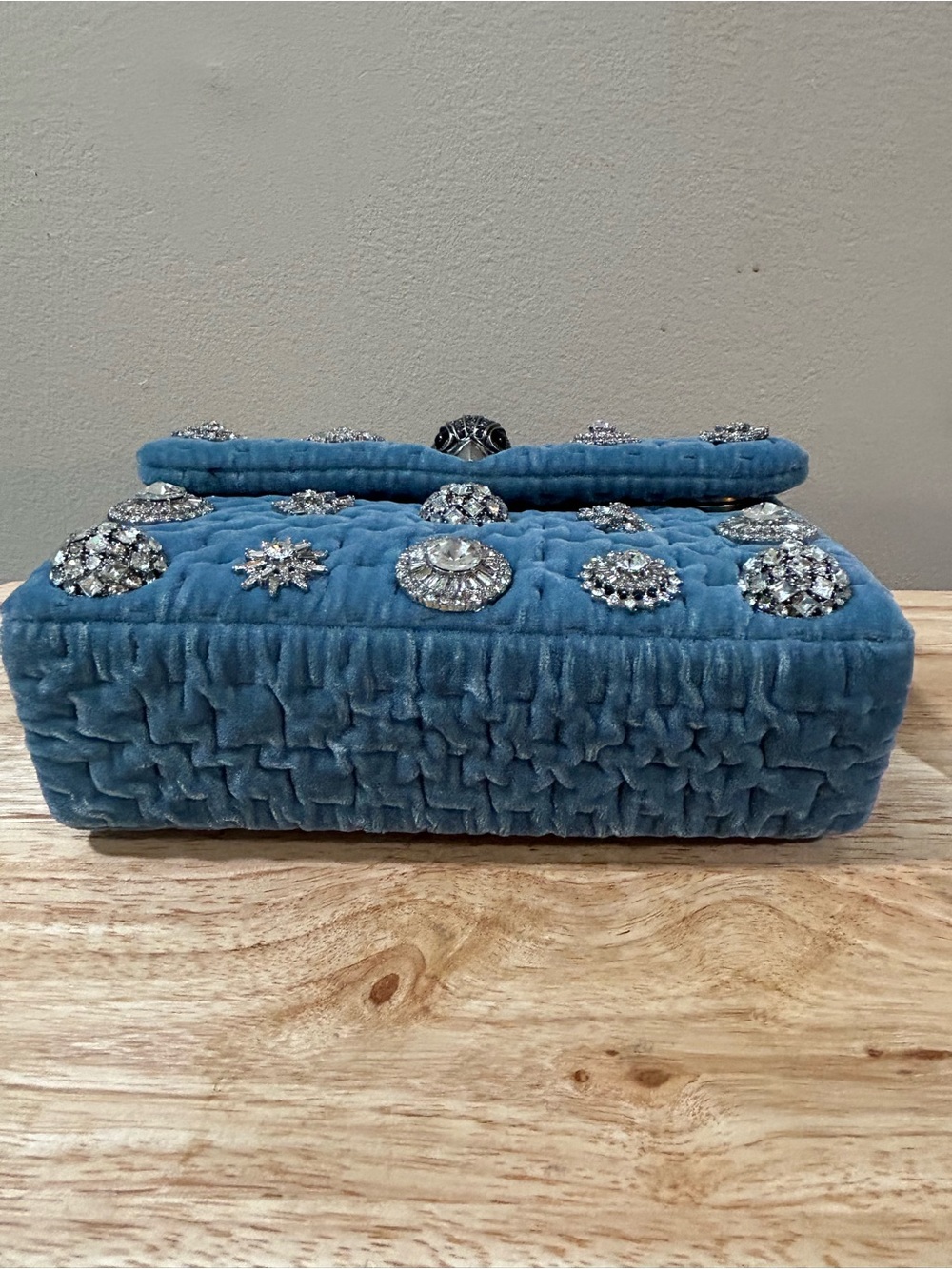 Kurt Geiger Blue Quilted Shoulder Bag with Crystal Embellishments - Picture 14 of 16